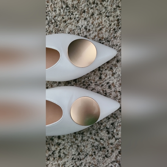 White pointed mules Gold‎ coin Midnight Velvet 7.5 - Picture 5 of 10